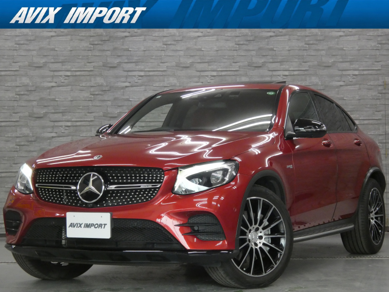 AMG GLCクーペ GLC43 4MATIC Coupe ﾚｻﾞｰEXC-PKG 前期最終 ｶﾞﾗｽSR 赤/黒革 全席ｼｰﾄﾋｰﾀｰ 純正ﾅﾋﾞ地ﾃﾞｼﾞ Burmesterｻｳﾝﾄﾞ 全周ｶﾒﾗ＆PTS HUD＆ﾚｰﾀﾞｰｾｰﾌﾃｨPKG 純正20ｲﾝﾁAW 禁煙車