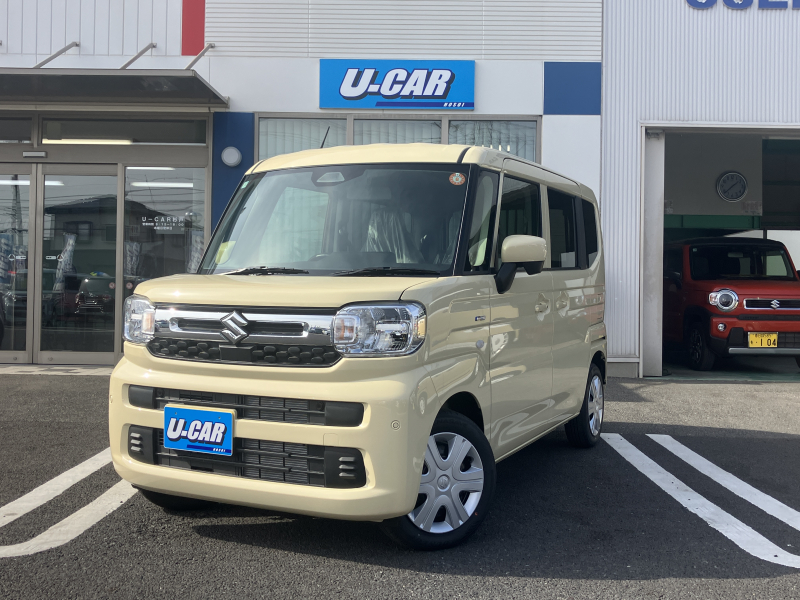 スズキ スペーシア ハイブリッドG　届出済未使用車・オーディオレス・衝突軽減ブレーキ・オートライト・障害物センサー・アイドリングストップ・スマートキー