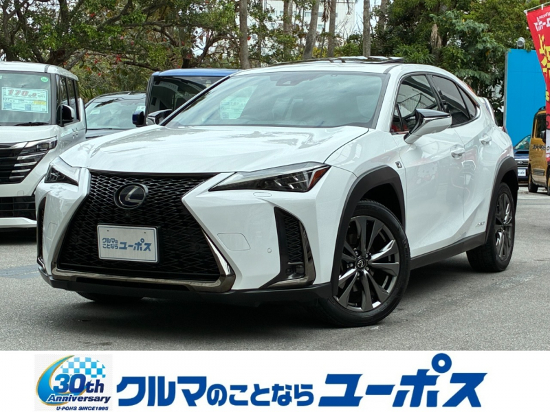 レクサス UX 250hFスポーツ　OP5年保証対象車　サンルーフ　三眼LEDヘッドライト　パノラミックビューモニター　パワーバックドア　ブラインドスポットモニター　前後ドラレコ