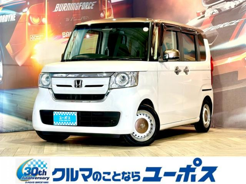 ホンダ N-BOX G・Lターボホンダセンシングカッパーブラウンスタイル　8インチプレミアムインターナビ（Bluetooth／フルセグ／USB／DVD）　バックカメラ　前後ドライブレコーダー　ターボ　両側パワースライドドア　ETC　コーナーセンサー　クルーズコントロール