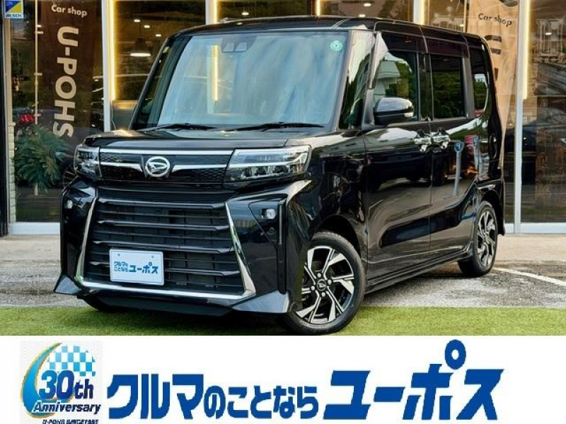 ダイハツ タントカスタム カスタムX　OP10年保証対象車　両側パワスラ　オートLEDヘッドライト　ハーフレザーシート　両席シートヒーター