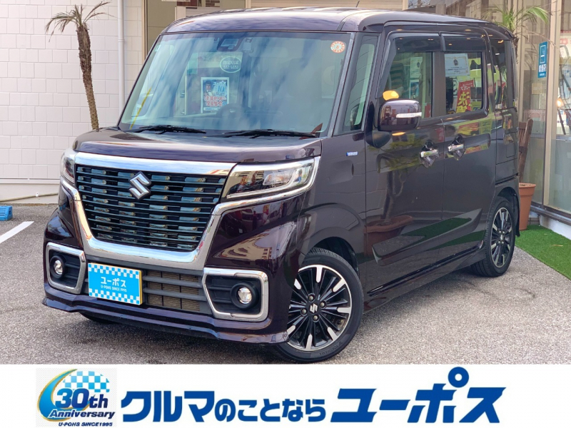 スズキ スペーシア カスタム　ハイブリッドXS　ワンオーナー　両側パワースライドドア　ドライブレコーダー　ETC車載器　衝突被害軽減ブレーキ　コーナーセンサー　ハーフレザーシート　純正15インチアルミホイール　シートヒーター　アイドリングストップ