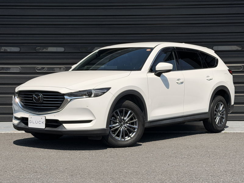 マツダ CX-8 2.5 25Sスマート エディション 1オーナー 禁煙車 7人乗り ヘッドアップディスプレイ フリップダウンモニター 360度カメラ パワーテールゲート LEDヘッドライト 純正17インチAW ACC BSM 3列目充電ポート ワイヤレスデバイスチャージャー