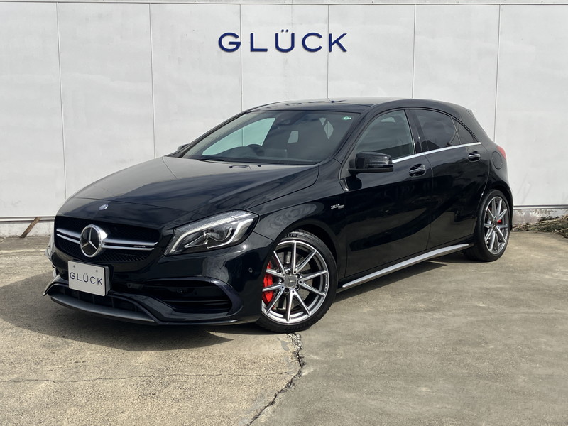 AMG Aクラス A45 4マチック 4WD/ワンオーナー/禁煙車/パノラマルーフ/本黒革シート/パワーシート/シートヒーター/純正ナビ/バックカメラ/BSM/アダプティブクルーズ/